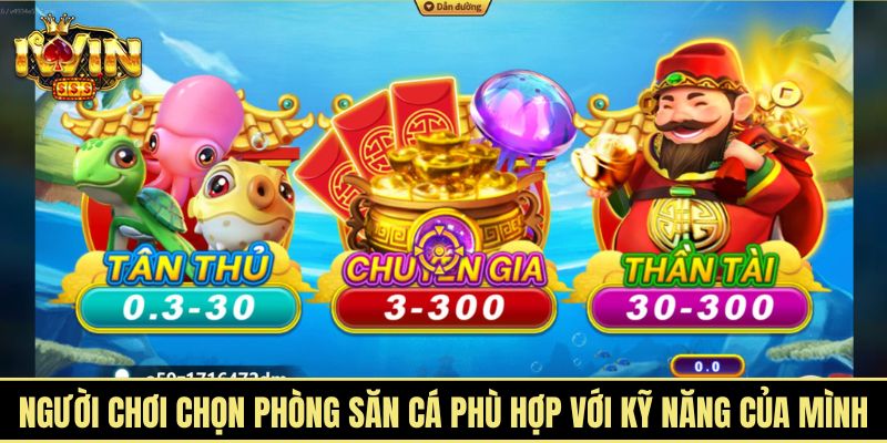 Người chơi chọn phòng săn cá phù hợp với kỹ năng của mình